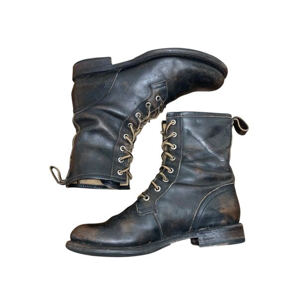 Vtg Frye Veronica Women's Sz 7.5 Combat Ankle Boots Black Leather Lace Up (HF29) - Picture 6 of 7